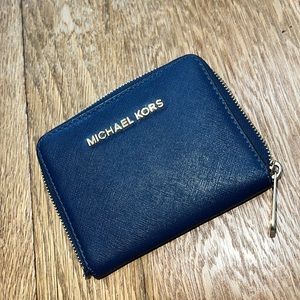 Michael Kors Navy Blue Zippered Wallet